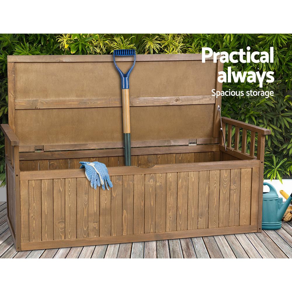 Gardeon Buitenopbergbank – 129 cm Houten Tuin Toy Chest
