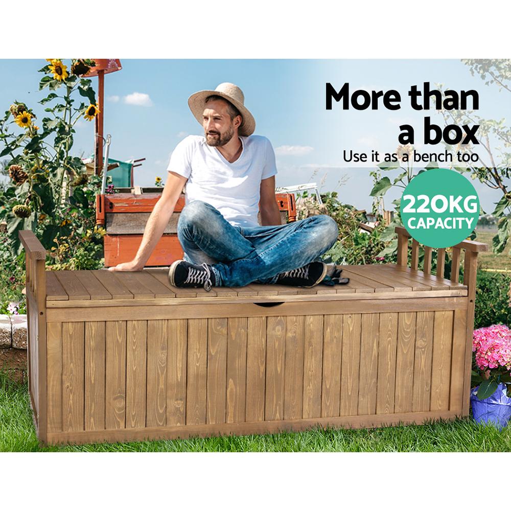 Gardeon Buitenopbergbank – 129 cm Houten Tuin Toy Chest