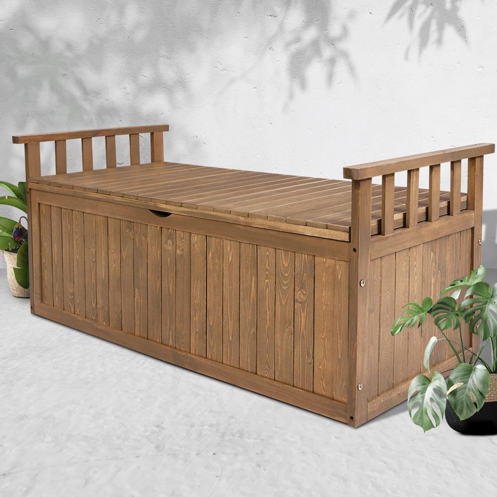 Gardeon Buitenopbergbank – 129 cm Houten Tuin Toy Chest