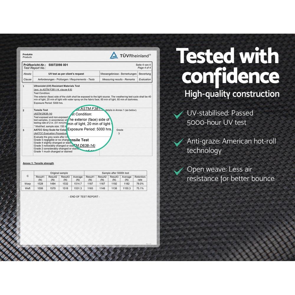 4,27 meter trampoline met basketbal en net voor in de tuin
