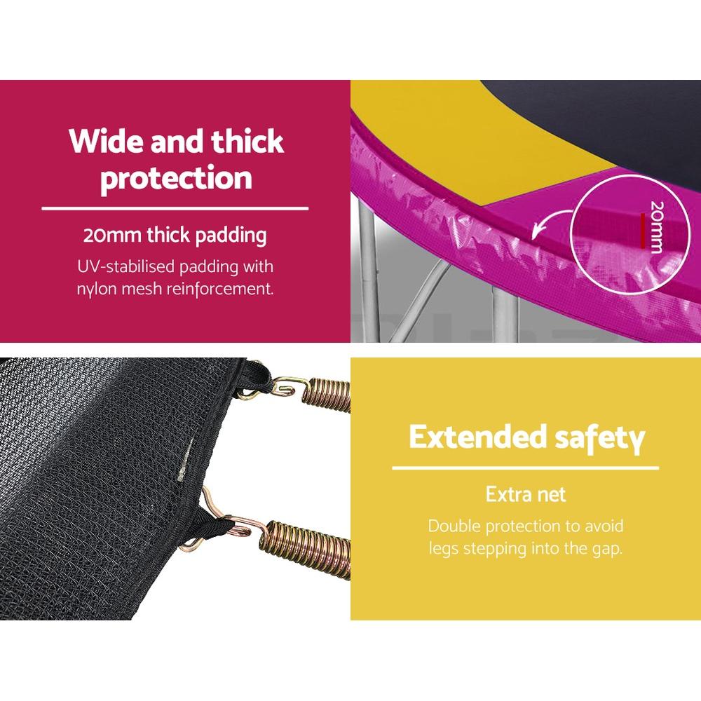 4,27 meter trampoline met basketbal en net voor in de tuin