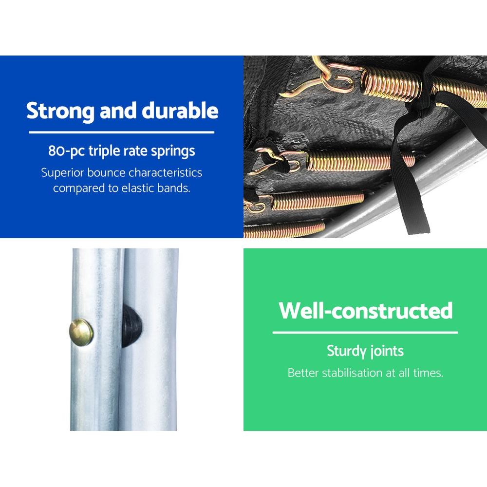 4,27 meter trampoline met basketbal en net voor in de tuin