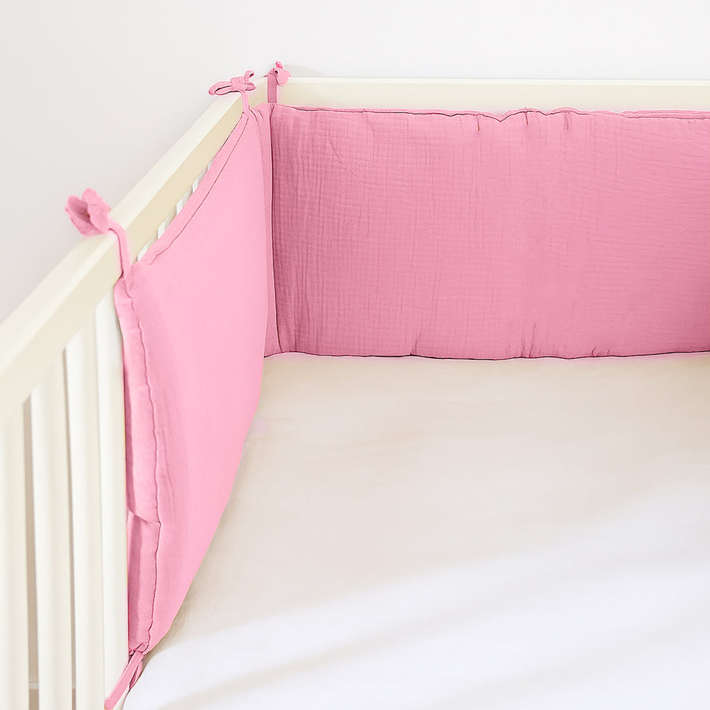 Roze Bedbumper van Biologisch Katoen voor Babybed