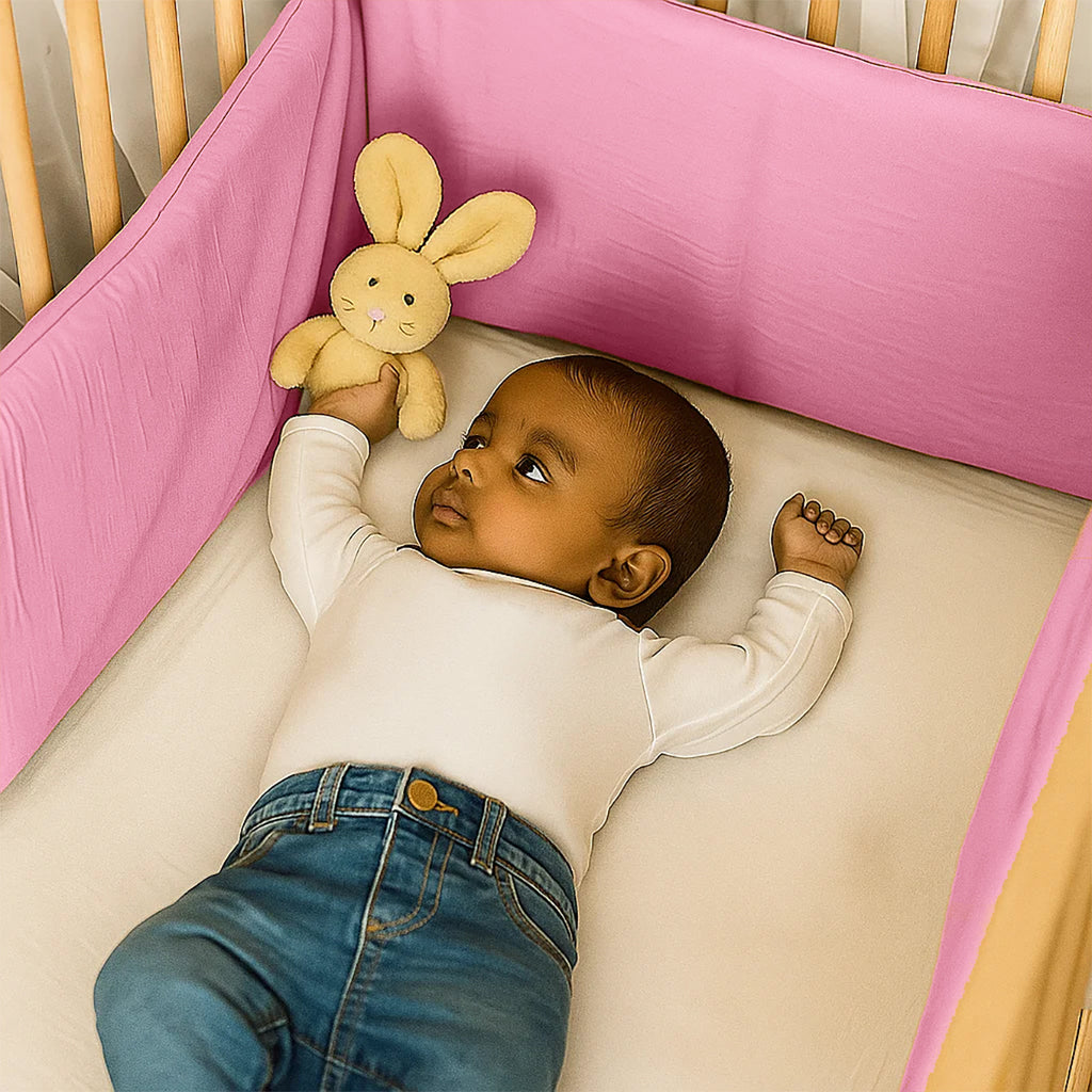 Roze Bedbumper van Biologisch Katoen voor Babybed