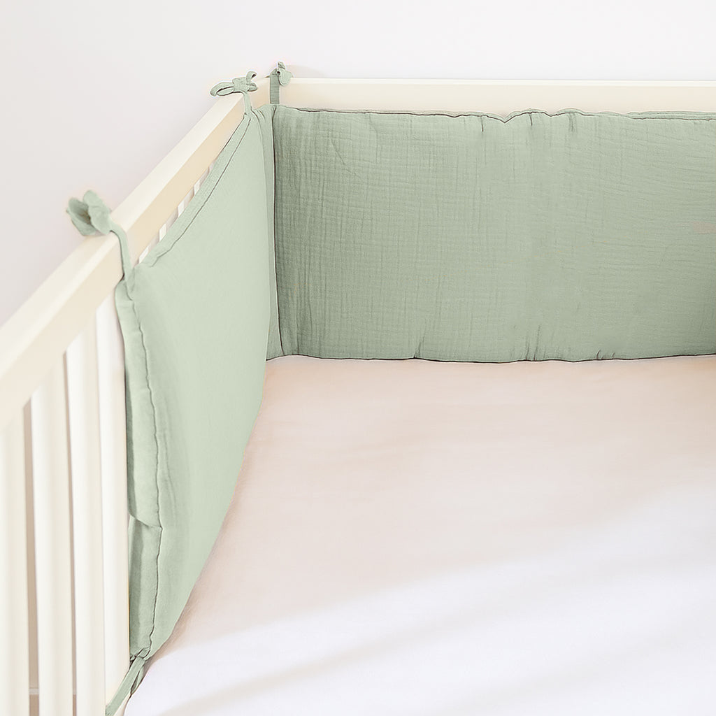 Groene Bedbumper van Biologisch Katoen voor Babybed