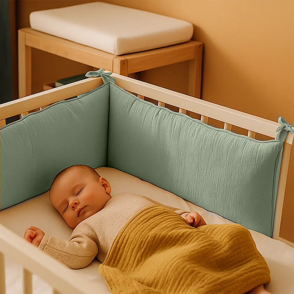 Groene Bedbumper van Biologisch Katoen voor Babybed