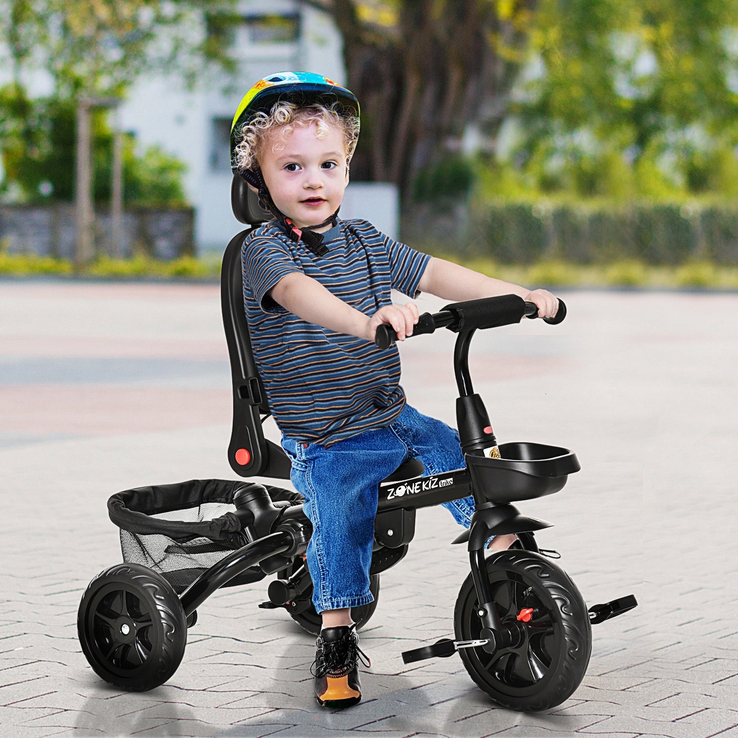 Qaba 4‑in‑1 Kinderfiets/Loopfiets – Duwstang en Omkeerbare Zitpositie