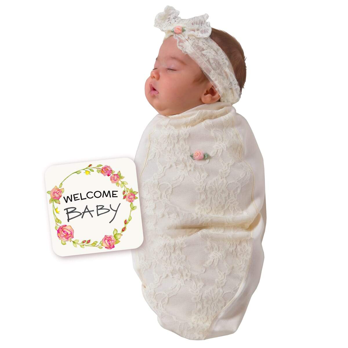 Babyshower Cadeau - Warme Cocoon Swaddle voor Baby's (meisjes) met aankondigingskaart