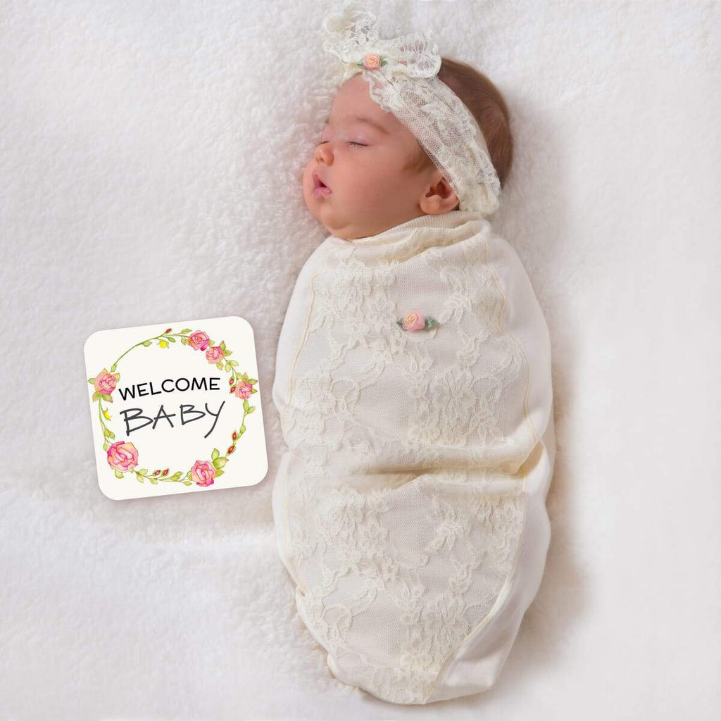 Babyshower Cadeau - Warme Cocoon Swaddle voor Baby's (meisjes) met aankondigingskaart
