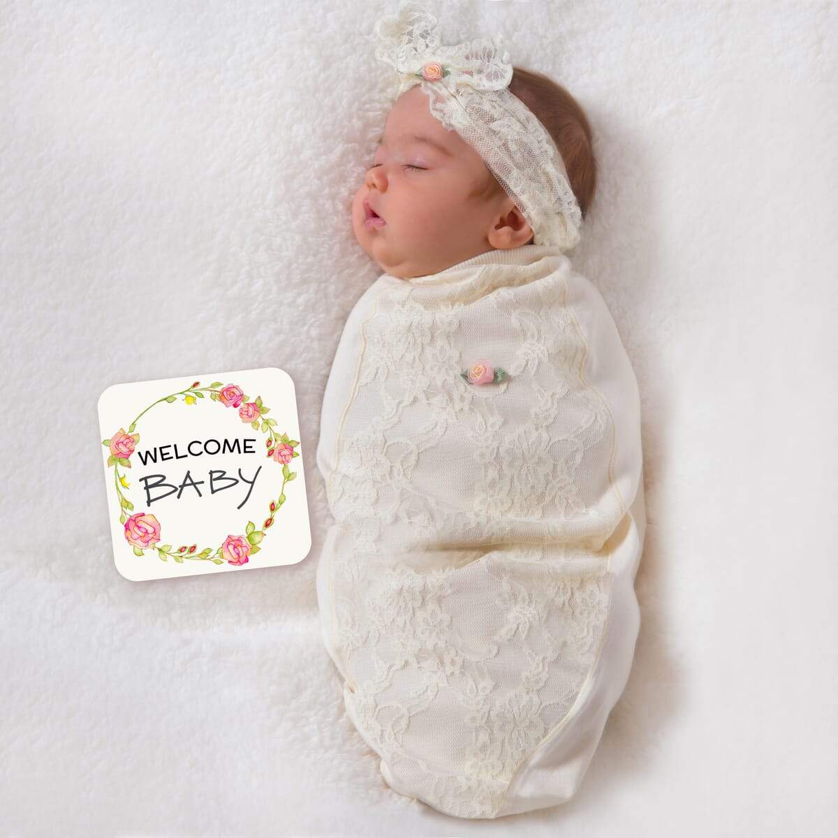 Babyshower Cadeau - Warme Cocoon Swaddle voor Baby's (meisjes) met aankondigingskaart